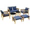 Rattan Conversation Set with Loveseat, Chairs, and Dual Coffee Tables